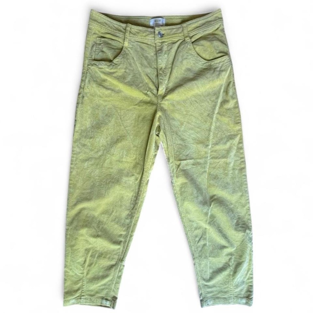 Maeve Anthropologie Corduroy Wide Leg Pants Size 30 Lime Yellow Green High Rise